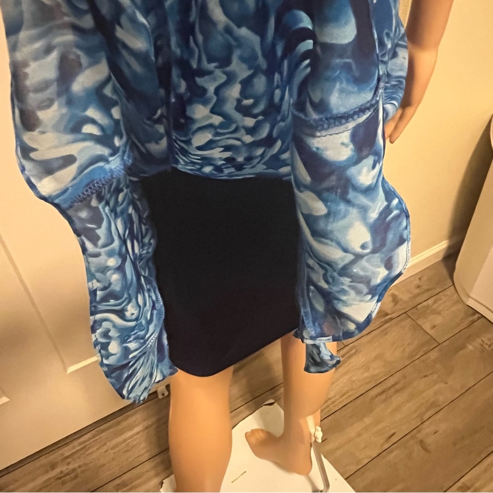 Evan Picone Ocean Blue Abstract Midi Dress - Picture 7 of 8